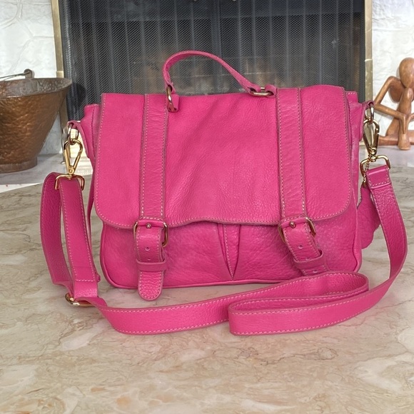 Roots Handbags - Roots Leather Mini Messenger Cross Body Bag Pink